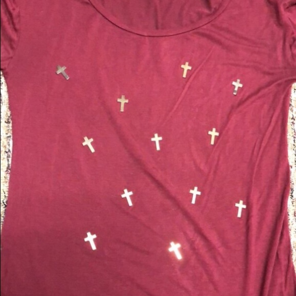 Burgundy Cross T-Shirt